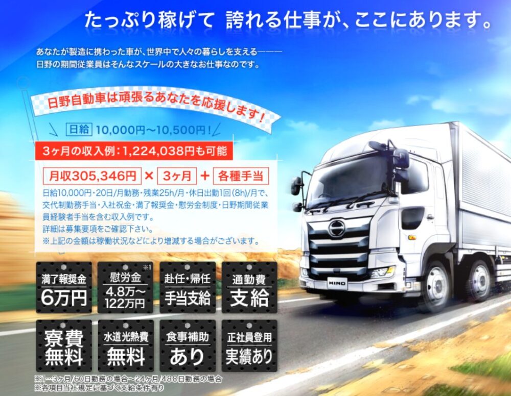 日野自動車 期間工募集2
